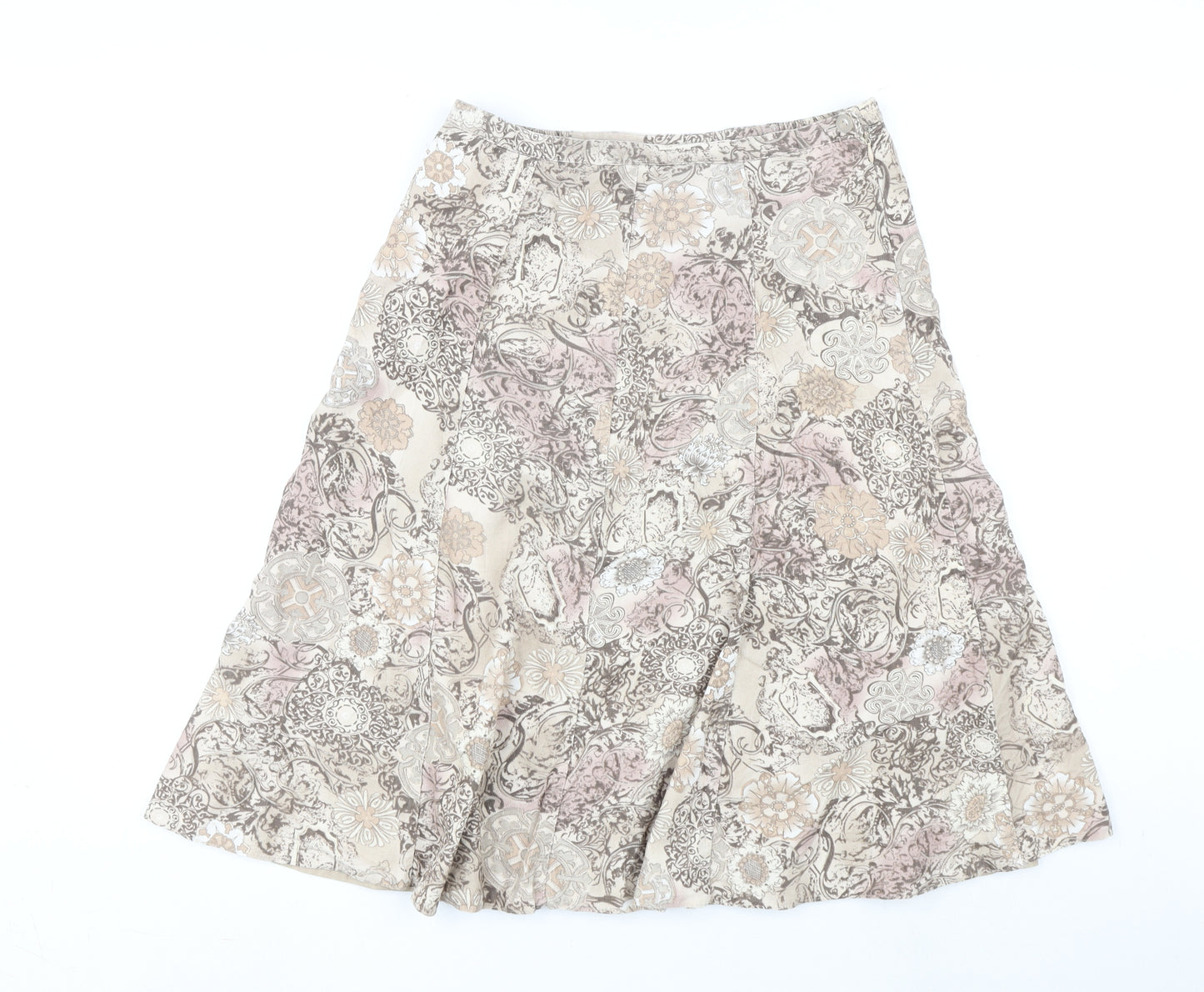 EWM Womens Multicoloured Geometric Cotton A-Line Skirt Size 10 Zip