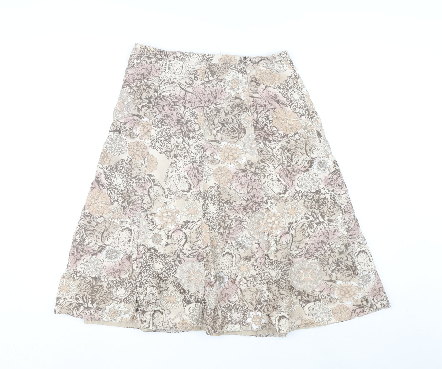 EWM Womens Multicoloured Geometric Cotton A-Line Skirt Size 10 Zip