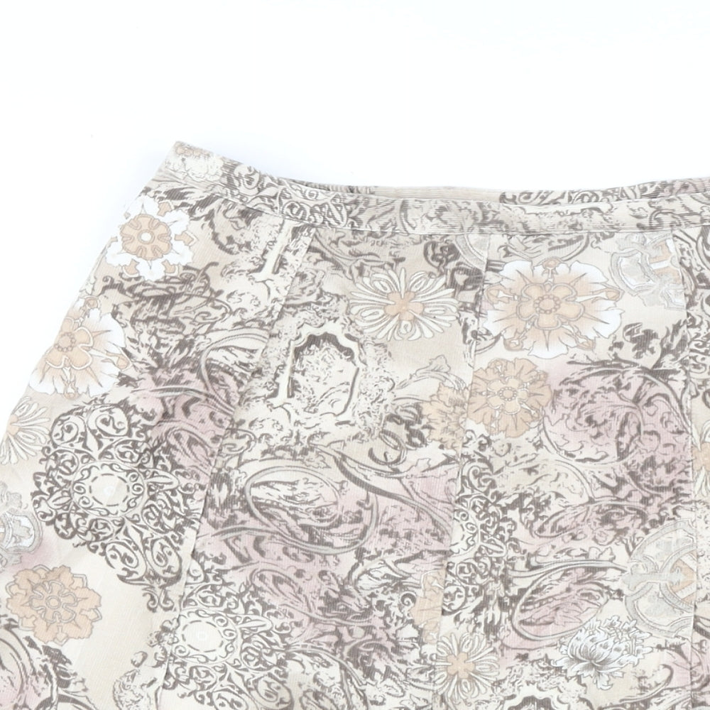 EWM Womens Multicoloured Geometric Cotton A-Line Skirt Size 10 Zip