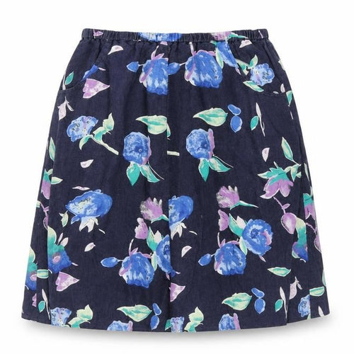 Carr & westley Womens Blue Floral Linen A-Line Skirt Size 14