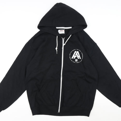 Anvil Mens Black Cotton Full Zip Hoodie Size L - Asking Alexandria