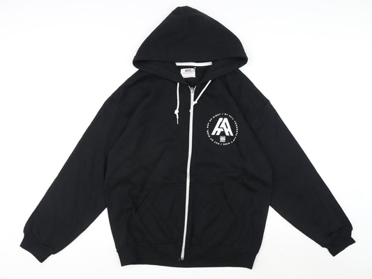 Anvil Mens Black Cotton Full Zip Hoodie Size L - Asking Alexandria