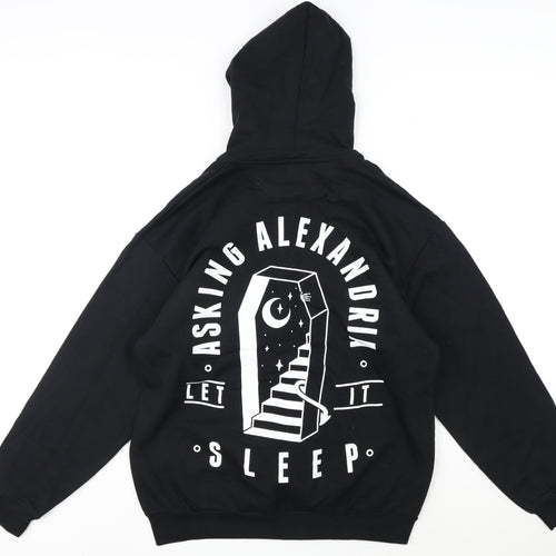 Anvil Mens Black Cotton Full Zip Hoodie Size L - Asking Alexandria