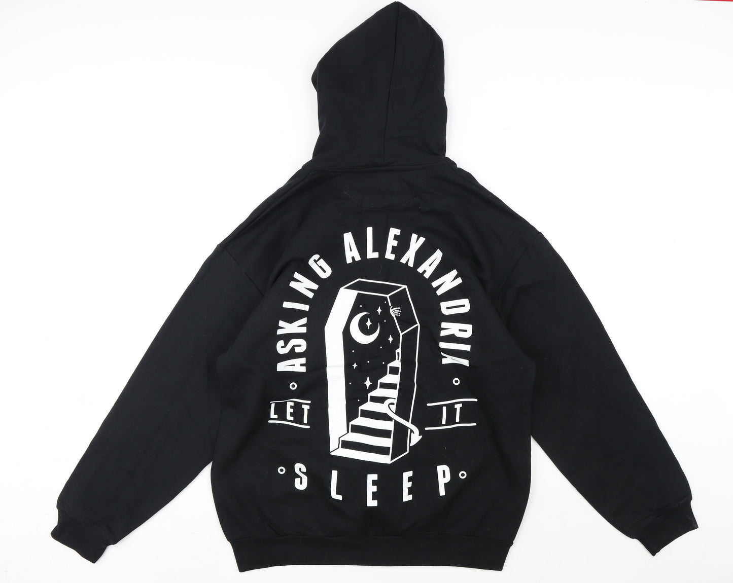 Anvil Mens Black Cotton Full Zip Hoodie Size L - Asking Alexandria