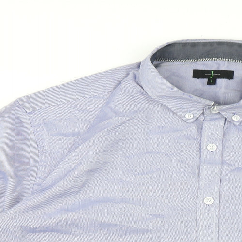 Jasper Conran Mens Blue Cotton Dress Shirt Size L Collared Button