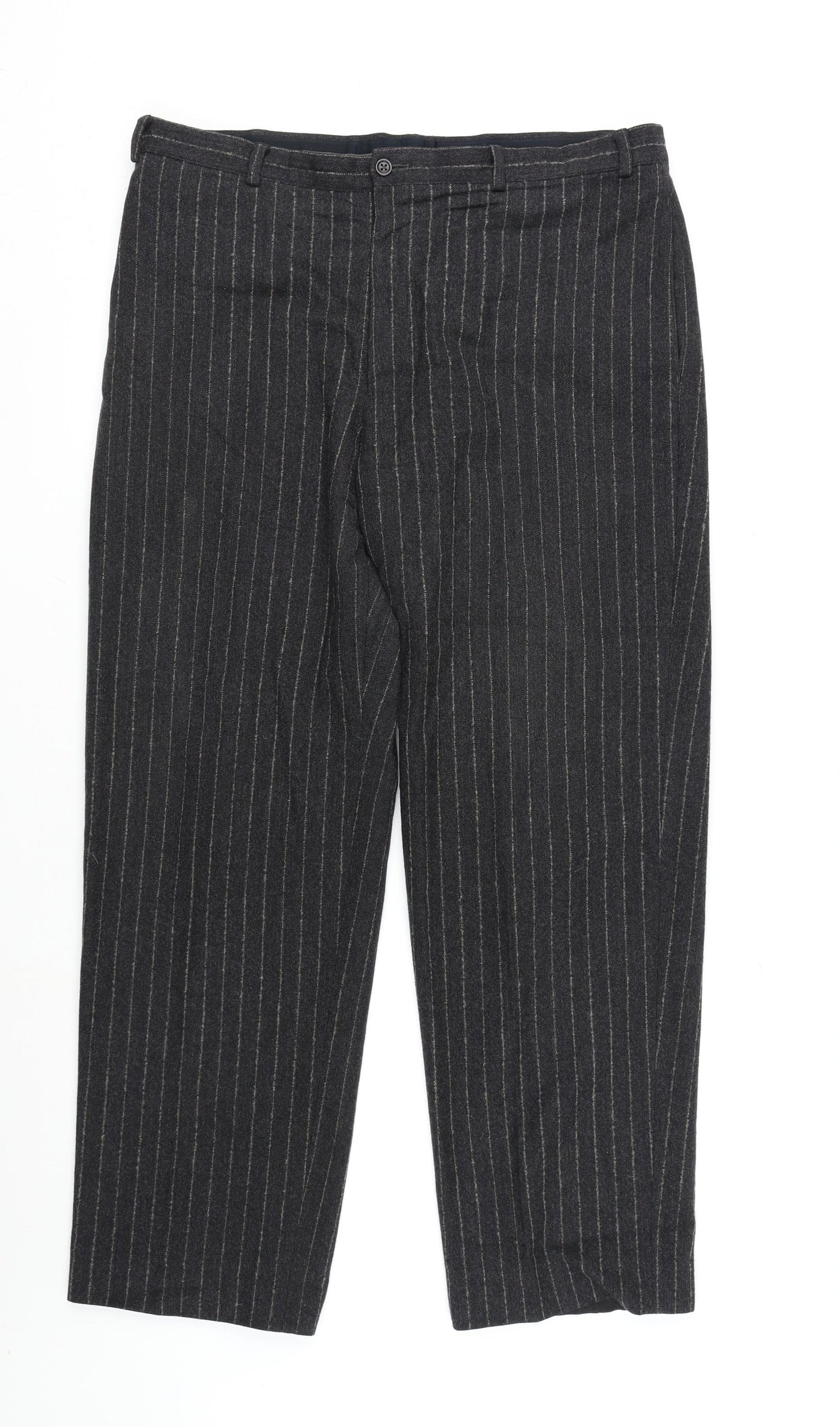 ARMANI Mens Grey Striped Wool Dress Pants Trousers Size 38 in L31 in Regular Zip