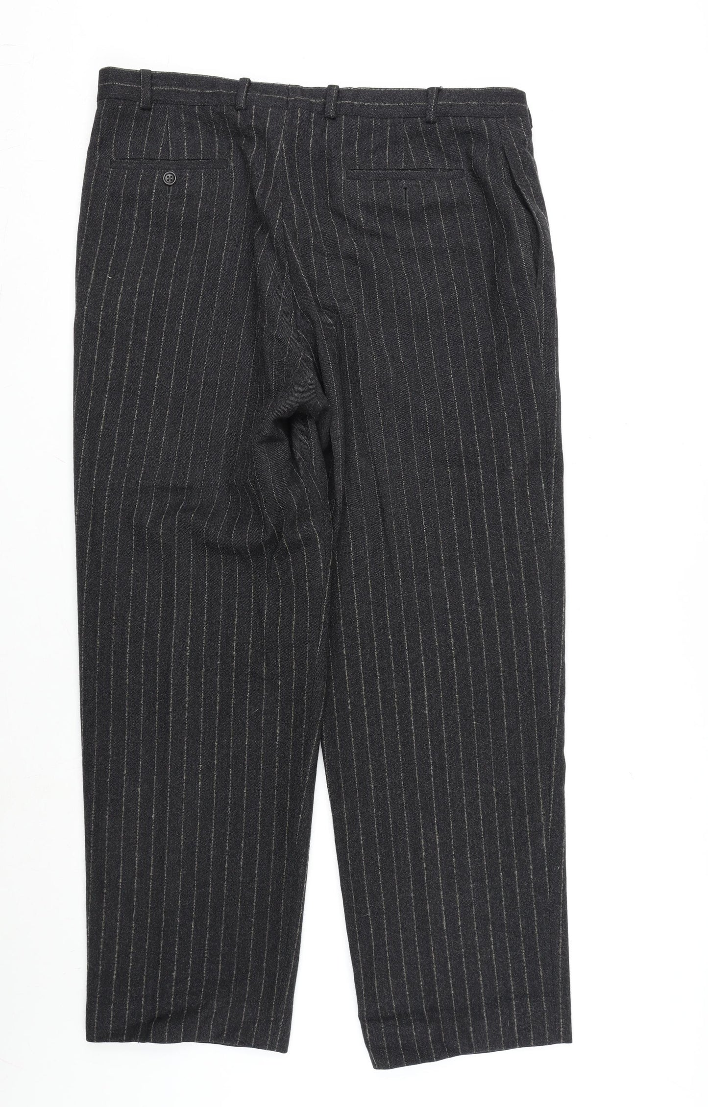 ARMANI Mens Grey Striped Wool Dress Pants Trousers Size 38 in L31 in Regular Zip