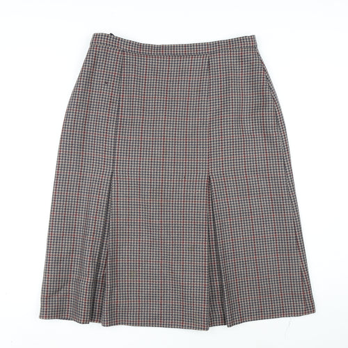 St Michael Womens Multicoloured Plaid Wool A-Line Skirt Size 18 Zip