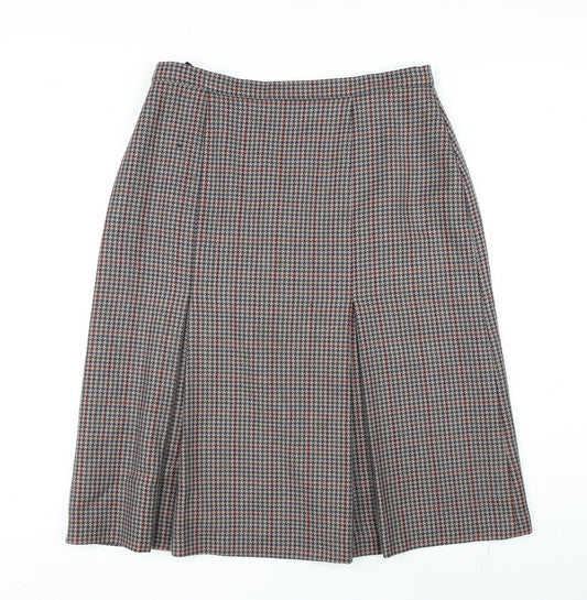 St Michael Womens Multicoloured Plaid Wool A-Line Skirt Size 18 Zip