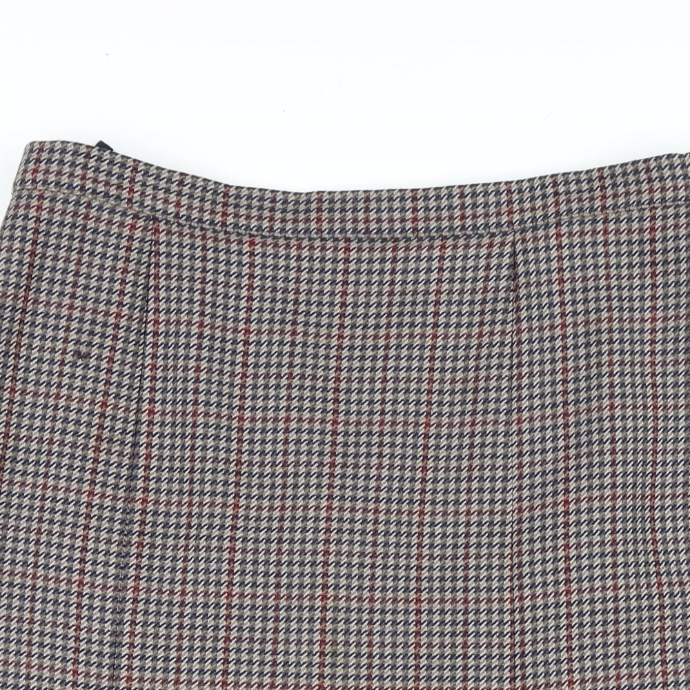 St Michael Womens Multicoloured Plaid Wool A-Line Skirt Size 18 Zip