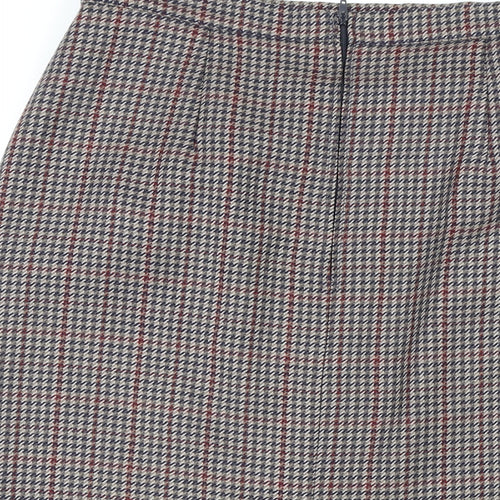 St Michael Womens Multicoloured Plaid Wool A-Line Skirt Size 18 Zip