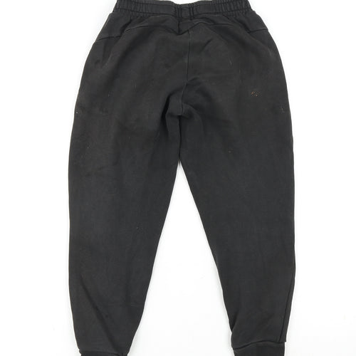 PUMA Boys Black Cotton Jogger Trousers Size 9-10 Years L21 in Regular Drawstring