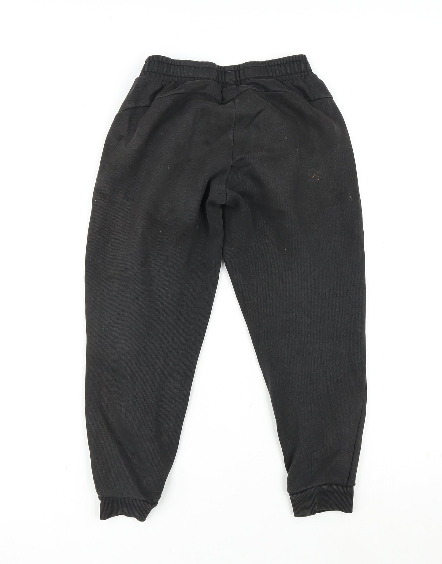 PUMA Boys Black Cotton Jogger Trousers Size 9-10 Years L21 in Regular Drawstring