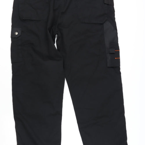 Scruffs Mens Black Polyester Carpenter Trousers Size 38 in L34 in Regular Zip