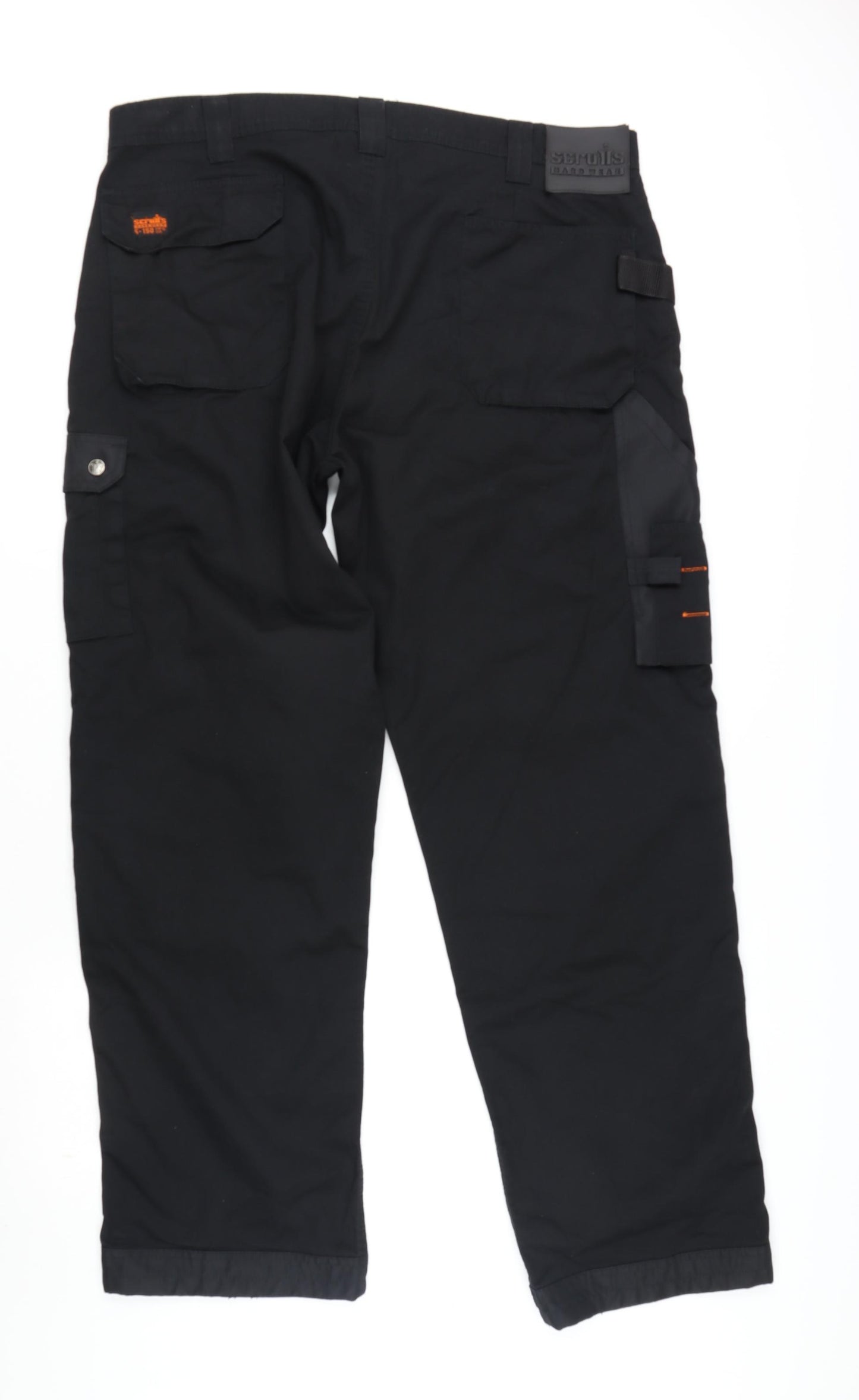 Scruffs Mens Black Polyester Carpenter Trousers Size 38 in L34 in Regular Zip