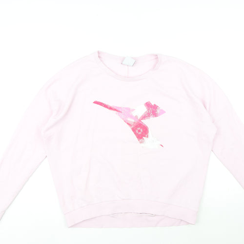 Diadora Womens Pink Cotton Pullover Sweatshirt Size M Pullover