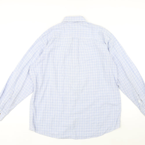 Glenhusky Mens Blue Plaid Cotton Button-Up Size M Collared Button