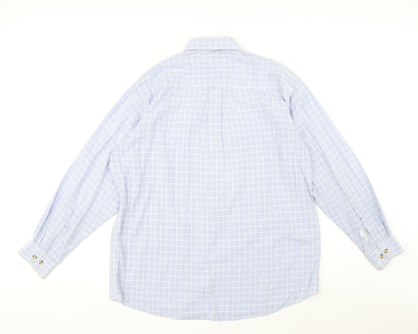 Glenhusky Mens Blue Plaid Cotton Button-Up Size M Collared Button