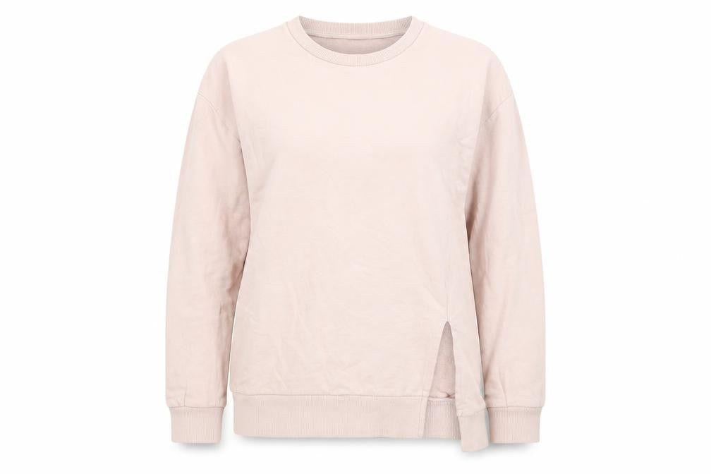 Front view of ASOS women’s pink cotton pullover sweatshirt, size UK 10, pullover