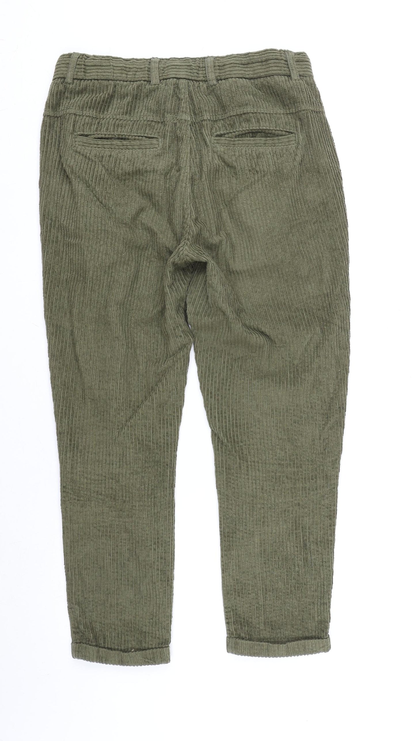 Smog Mens Green Cotton Trousers Size S L28 in Regular Zip