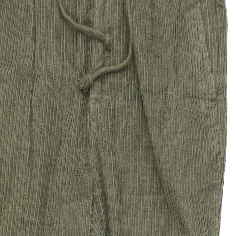 Smog Mens Green Cotton Trousers Size S L28 in Regular Zip