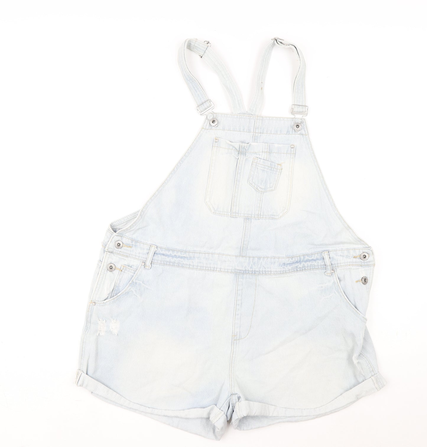 Denim & Co. Womens Blue Cotton Dungaree One-Piece Size 20 Button