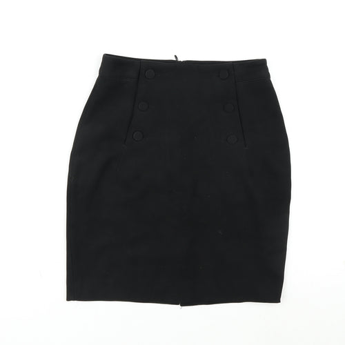 H&M Womens Black Polyester Straight & Pencil Skirt Size 4 Zip