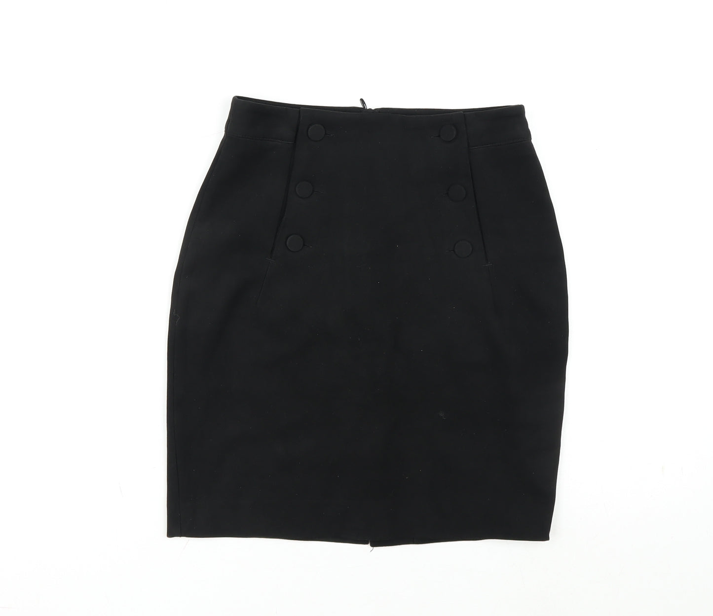 H&M Womens Black Polyester Straight & Pencil Skirt Size 4 Zip