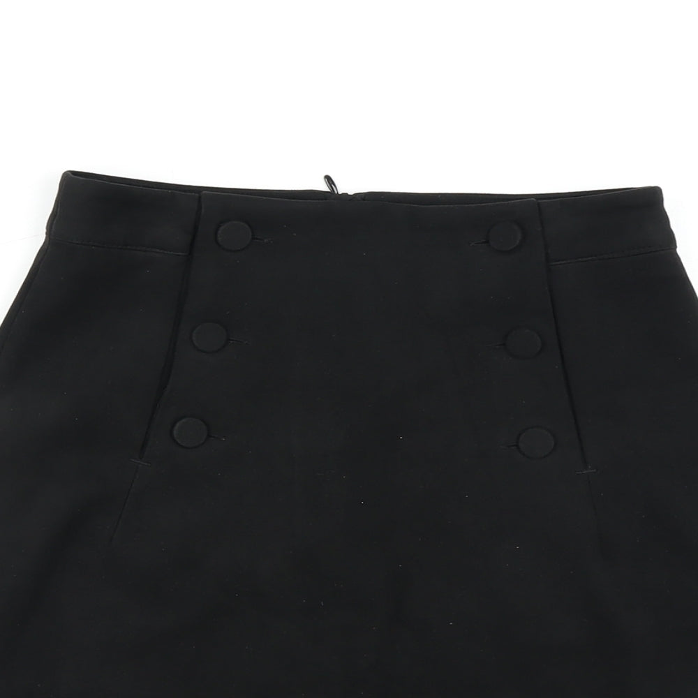 H&M Womens Black Polyester Straight & Pencil Skirt Size 4 Zip