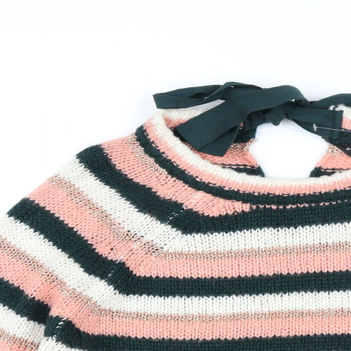 Dorothy Perkins Womens Multicoloured Round Neck Striped Acrylic Pullover Jumper Size 12