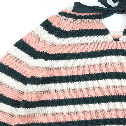 Dorothy Perkins Womens Multicoloured Round Neck Striped Acrylic Pullover Jumper Size 12