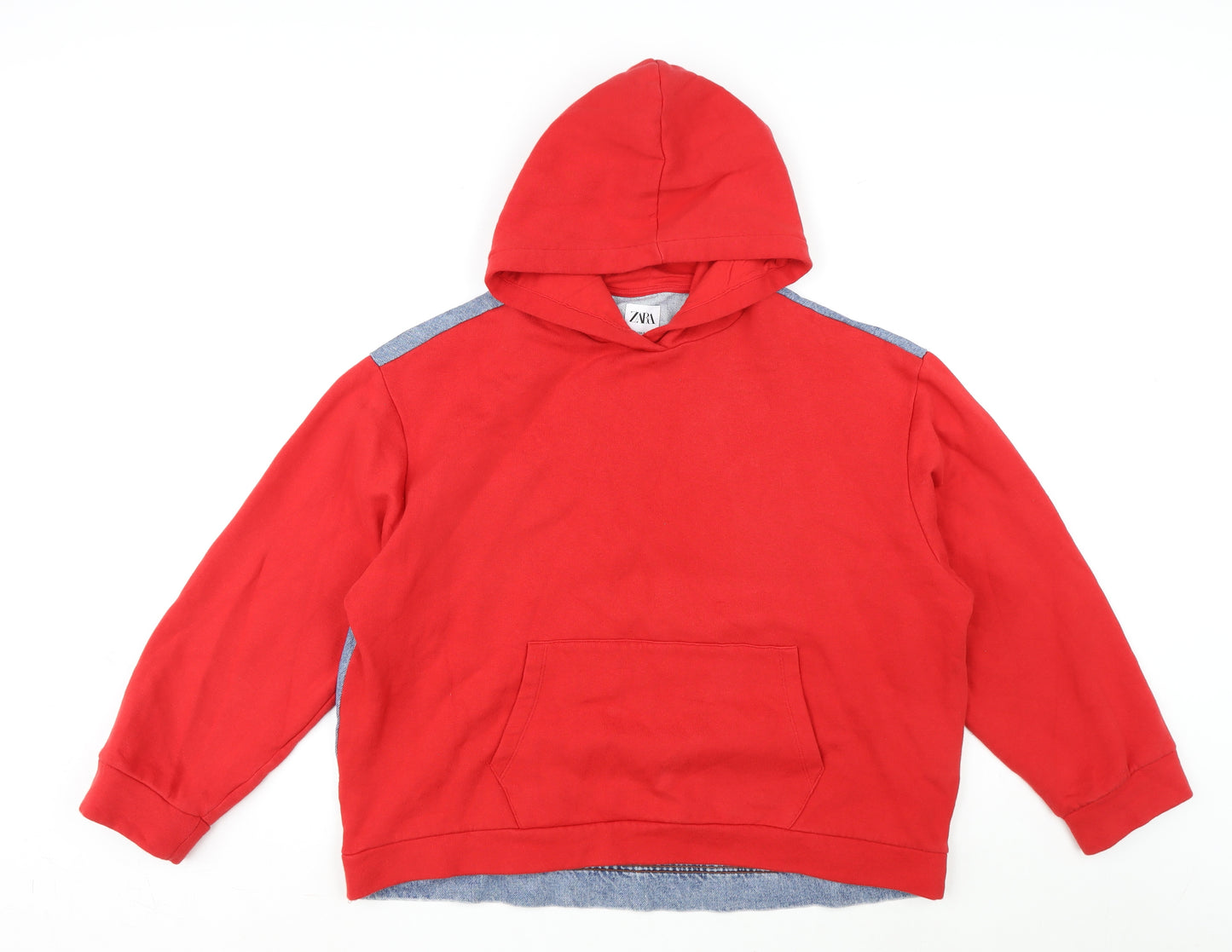 Zara Womens Red Cotton Pullover Hoodie Size S Pullover