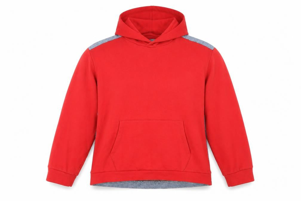 Front view of Zara women’s red cotton pullover hoodie, size S, pullover