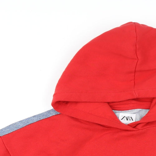 Zara Womens Red Cotton Pullover Hoodie Size S Pullover