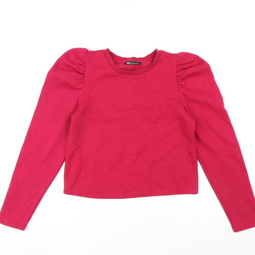 Zara Womens Pink Cotton Pullover Sweatshirt Size S Pullover