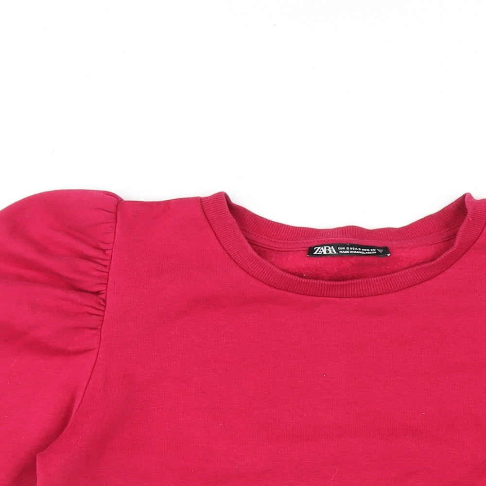 Zara Womens Pink Cotton Pullover Sweatshirt Size S Pullover