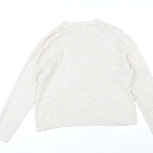 Marks and Spencer Womens Beige V-Neck Viscose Pullover Jumper Size M
