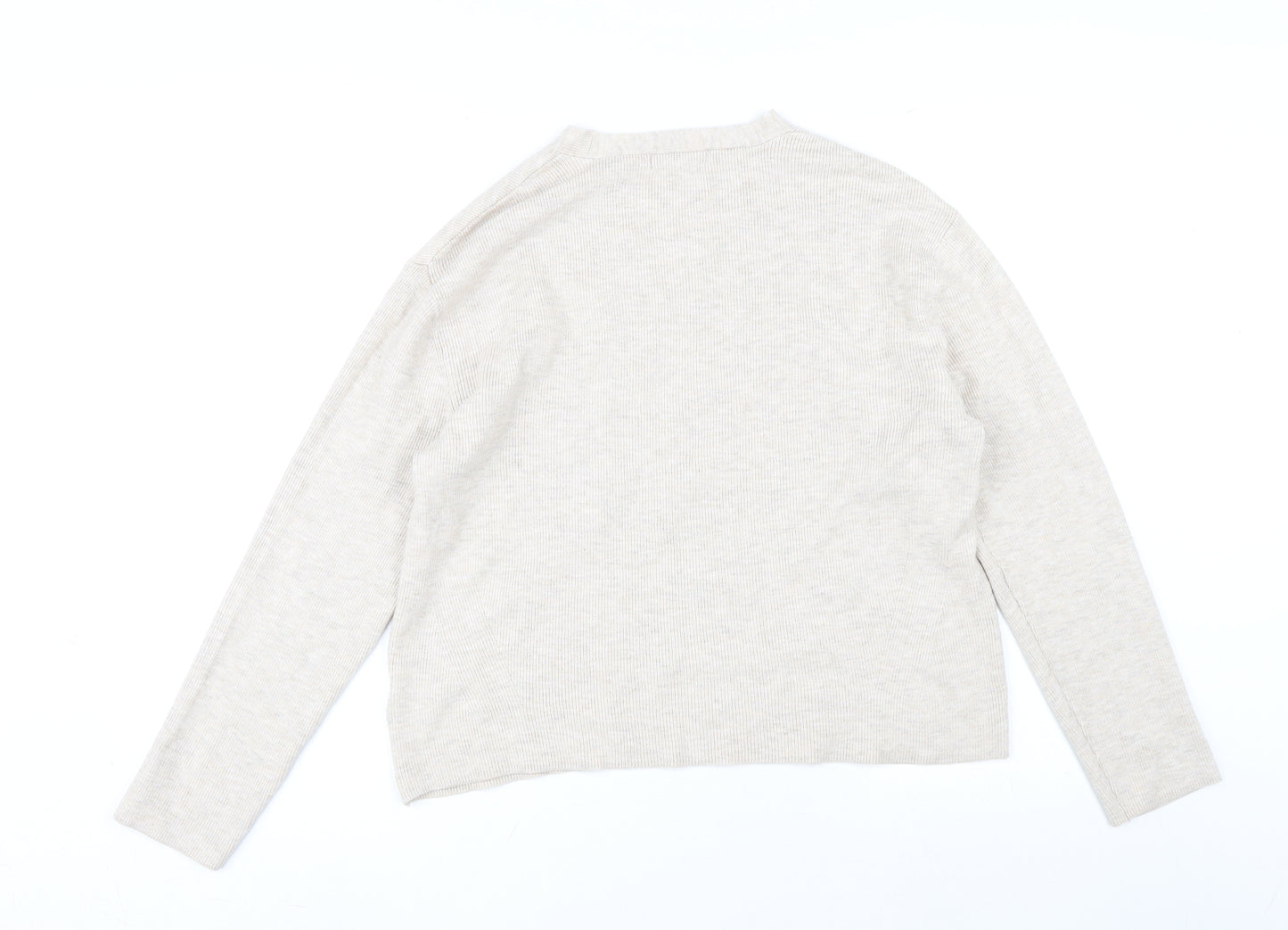 Marks and Spencer Womens Beige V-Neck Viscose Pullover Jumper Size M