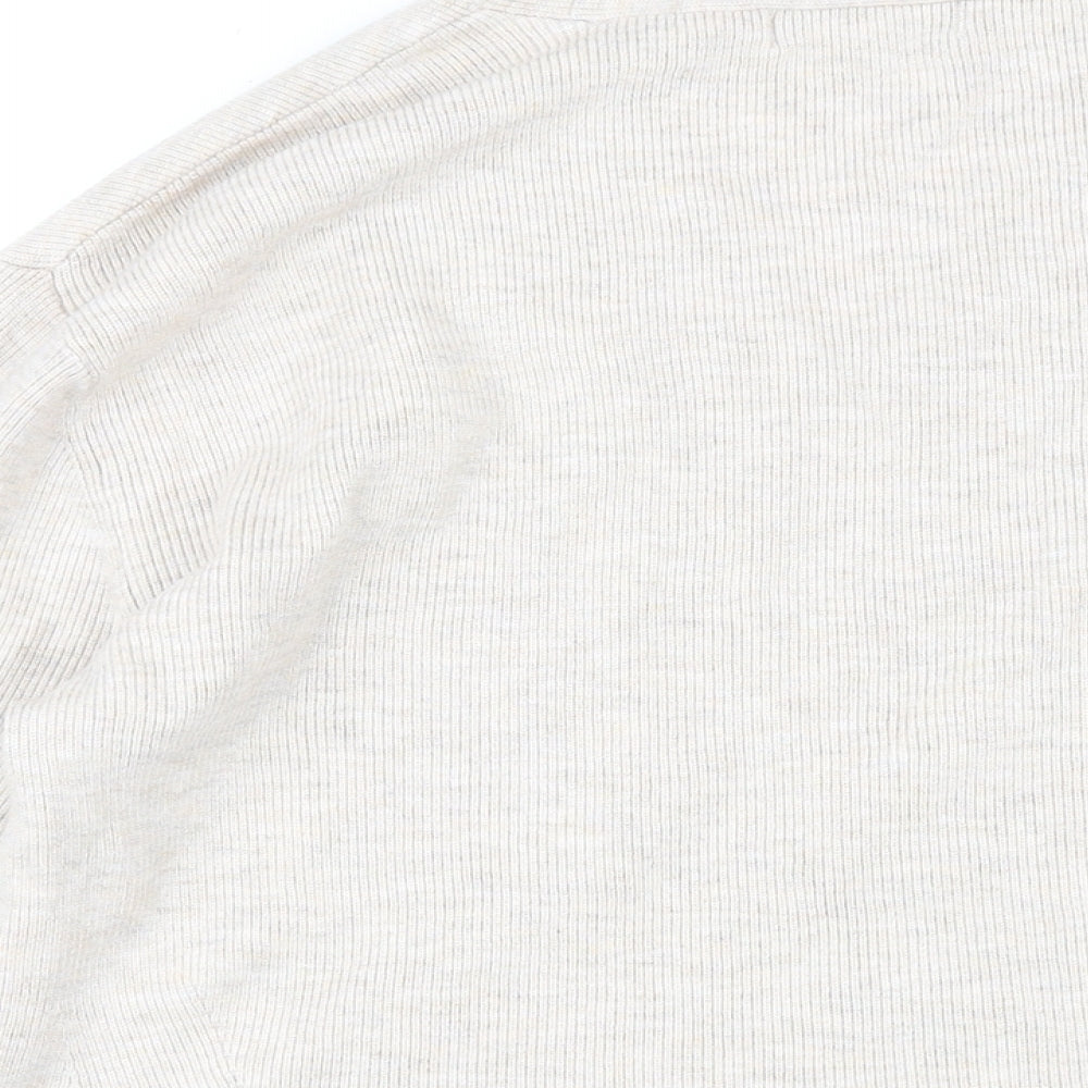 Marks and Spencer Womens Beige V-Neck Viscose Pullover Jumper Size M