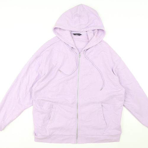 Marks and Spencer Womens Purple Cotton Full Zip Hoodie Size 20 Zip