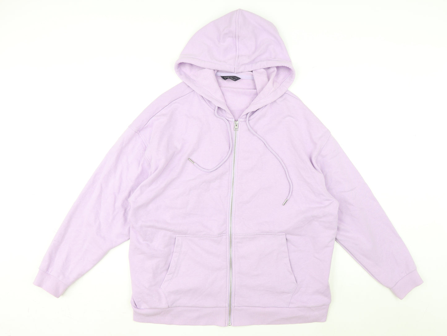 Marks and Spencer Womens Purple Cotton Full Zip Hoodie Size 20 Zip