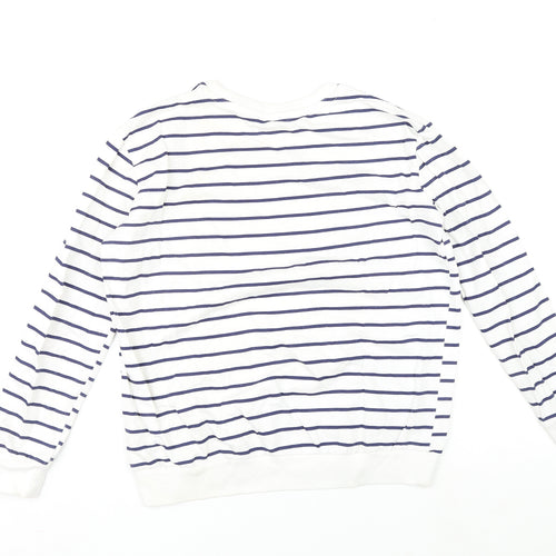 HONEY Womens White Striped Cotton Pullover Sweatshirt Size M Pullover - Bonjour