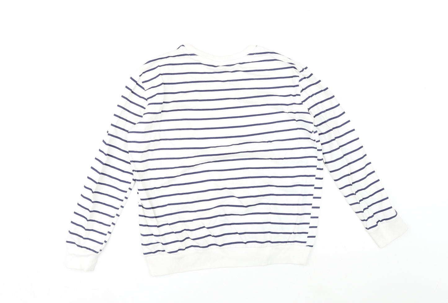 HONEY Womens White Striped Cotton Pullover Sweatshirt Size M Pullover - Bonjour