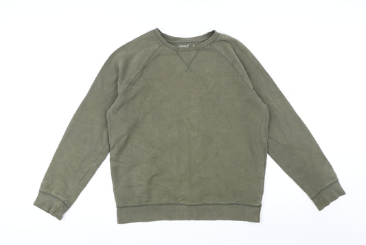 Topman Mens Green Cotton Pullover Sweatshirt Size M