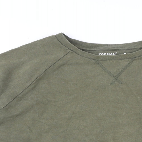 Topman Mens Green Cotton Pullover Sweatshirt Size M