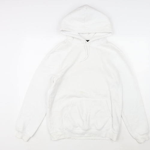 H&M Mens White Cotton Pullover Hoodie Size S