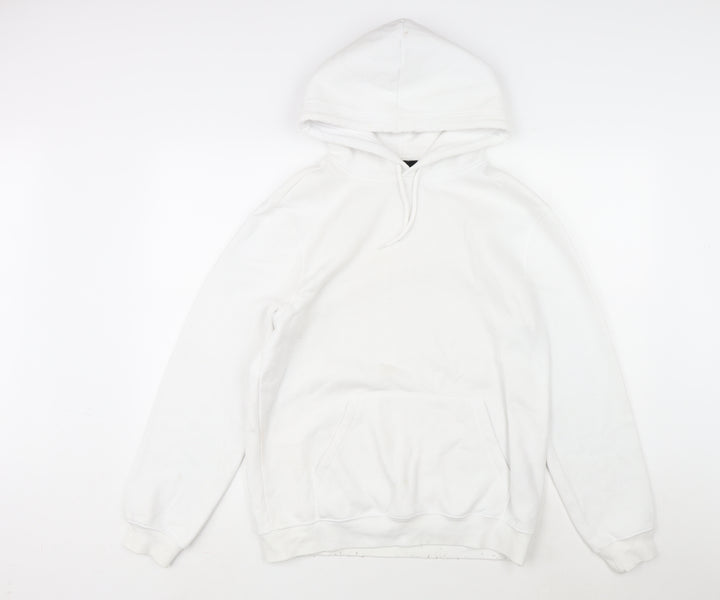 H&M Mens White Cotton Pullover Hoodie Size S