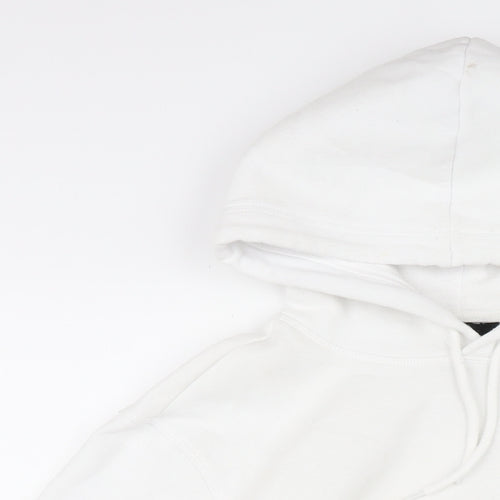 H&M Mens White Cotton Pullover Hoodie Size S