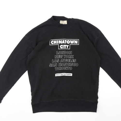 Pull&Bear Mens Black Cotton Pullover Sweatshirt Size S - Chinatown City