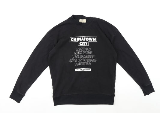 Pull&Bear Mens Black Cotton Pullover Sweatshirt Size S - Chinatown City